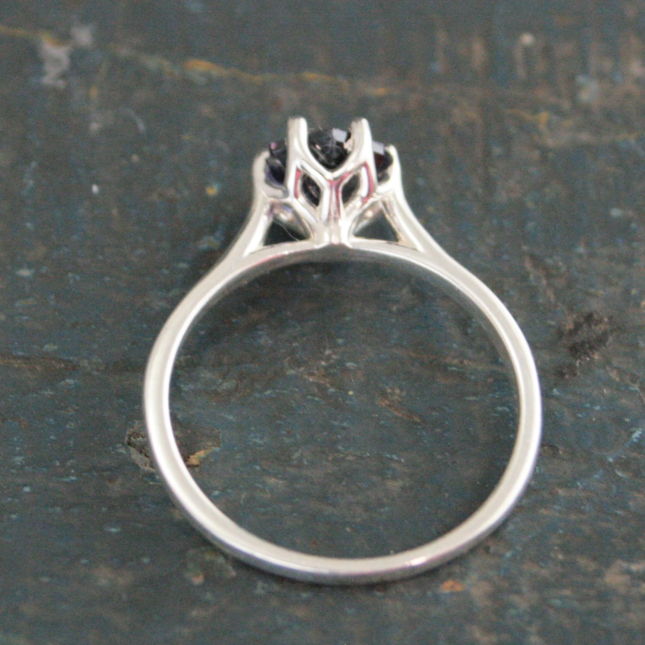 Iolite Ring Hexagon Cathedral Solitaire Sterling Silver Iolite Ring Stackable Ring Birthstone Ring Gift for Her Unique Hexagon Cut Stone