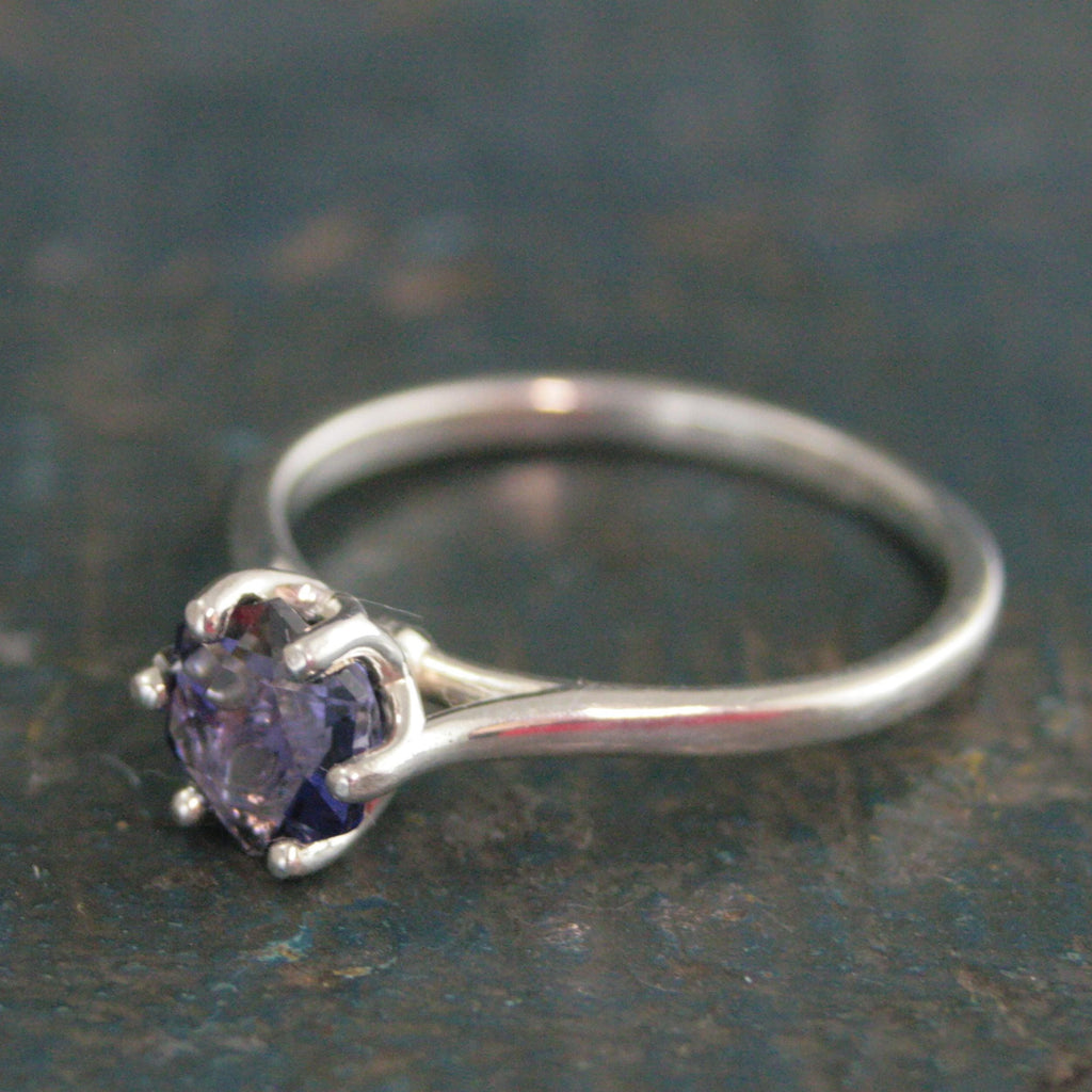 Iolite Ring Hexagon Cathedral Solitaire Sterling Silver Iolite Ring Stackable Ring Birthstone Ring Gift for Her Unique Hexagon Cut Stone