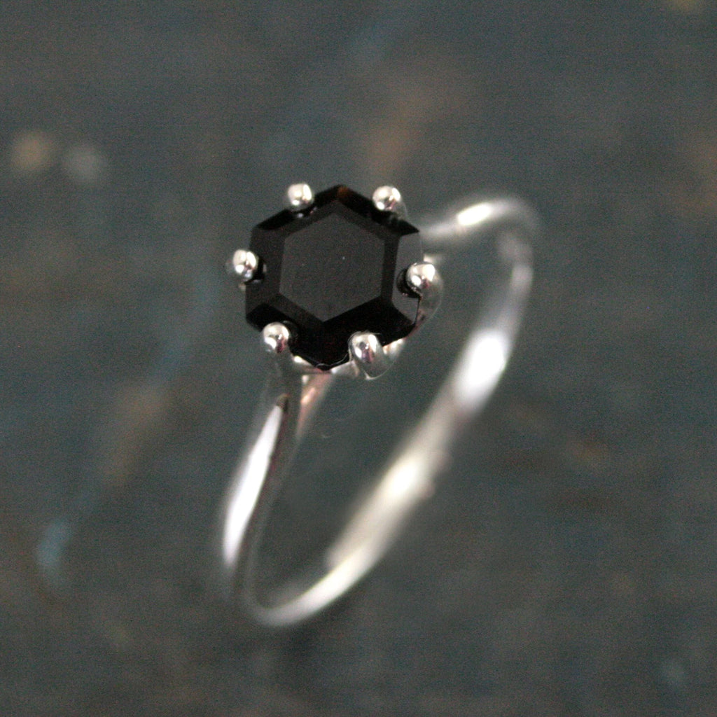 Hexagon Solitaire YOUR CHOICE of Stone Birthstone Ring Gift for Her Birthstone Jewelry Family Ring Genuine Hexagon Stone Solitaire Silver