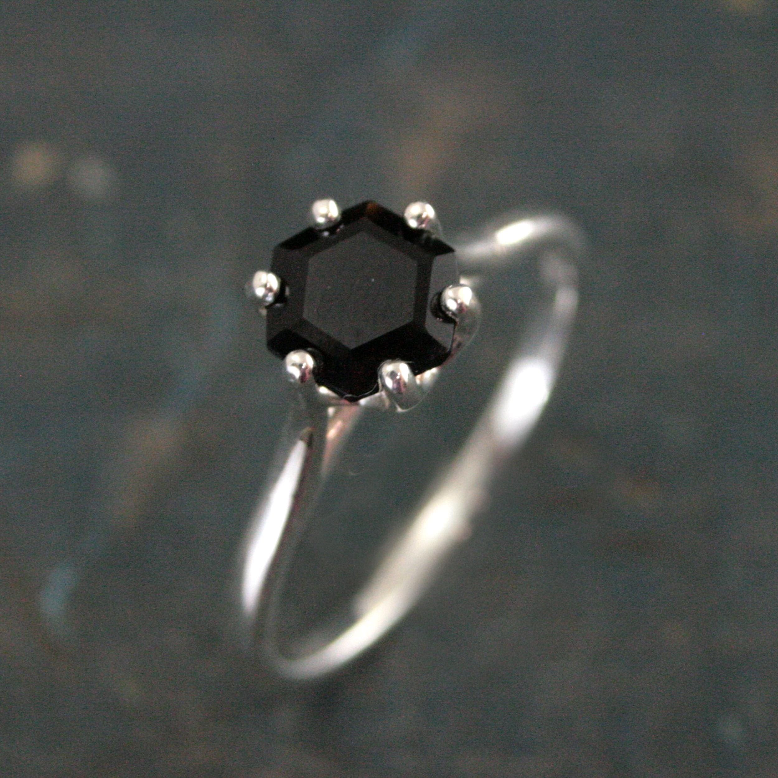 Hexagon Solitaire YOUR CHOICE of Stone Birthstone Ring Gift for Her Birthstone Jewelry Family Ring Genuine Hexagon Stone Solitaire Silver