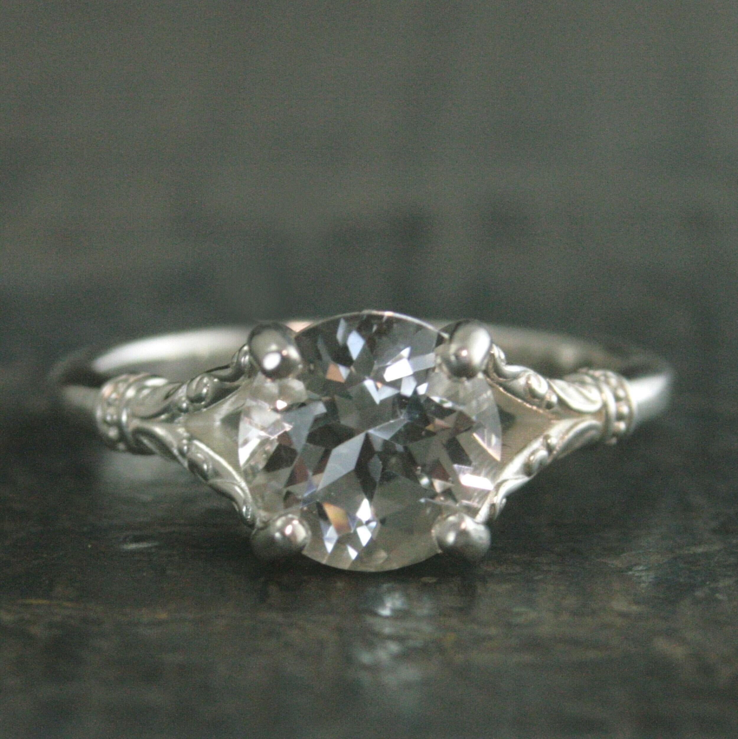 Elsa Ring Sterling Silver Split Shank Solitaire 8mm Stone Arendelle Design Frozen Ring Cocktail Ring Large Stone Solitaire Moissanite