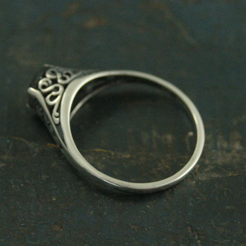 The Cinderella Ring Labradorite Ring Antique Style Ring Silver Vintage Style Filigree Engagement Ring Full Cut Labradorite Ring Promise