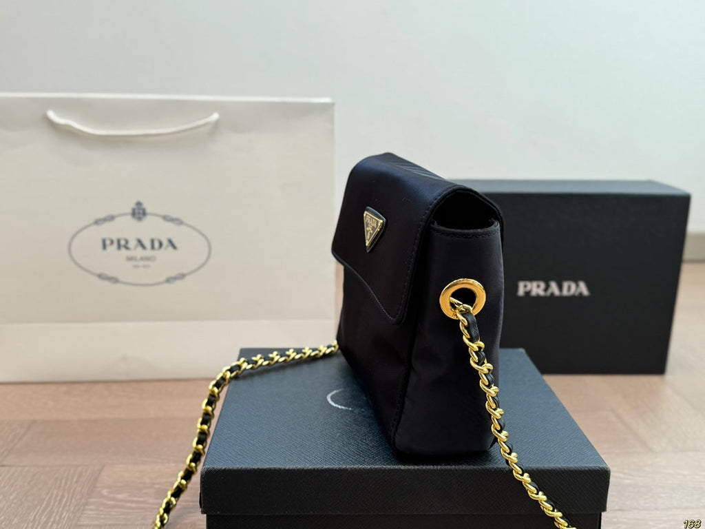 GOLD HARDWARE MINI BAG 18 IN BLACK RE-NYLON