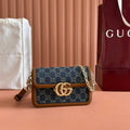 GO SMALL SHOULDER BAG 21.5 IN BLUE DENIM BROWN CALFSKIN