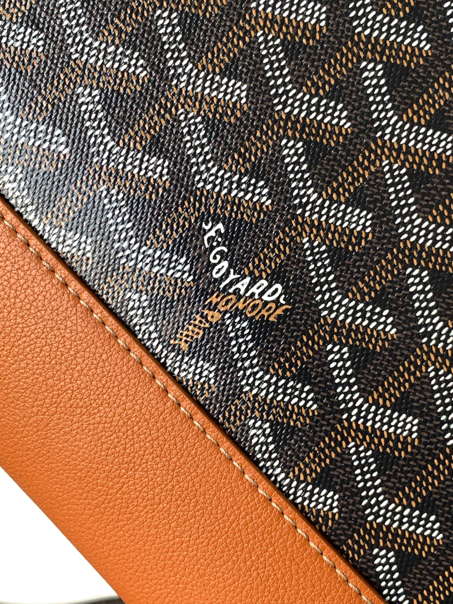 CISALPIN DOCUMENT CASE 39 IN BLACK GOYARDINE CANVAS AND TAN CALFSKIN