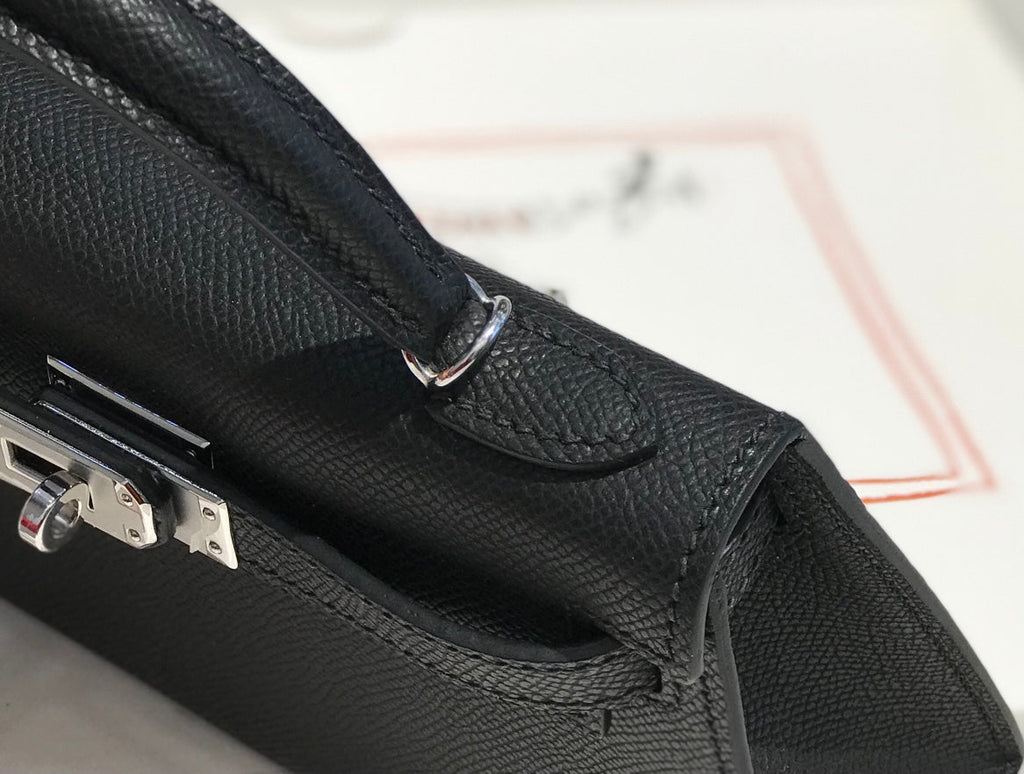 HM KELLY MINI 20 BLACK EPSOM SILVER HARDWARE